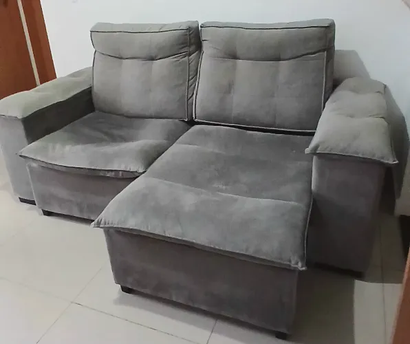 Sofá Retrátil Reclinável 3 Lugares Suede