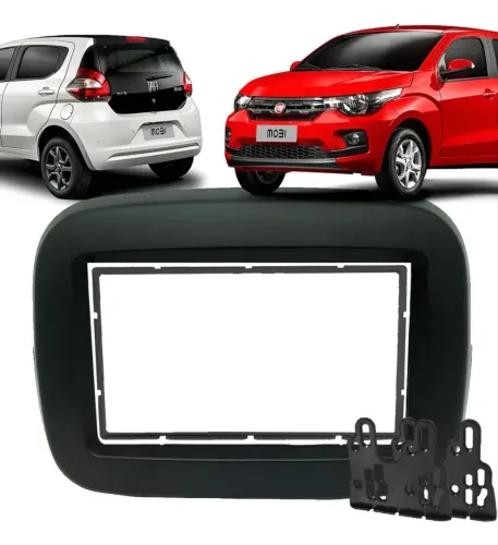 Moldura 2 Din 7 Polegadas Fiat Mobi Preta