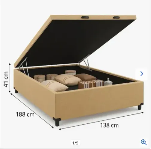 Cama Box baú casal linho - nova/sem uso