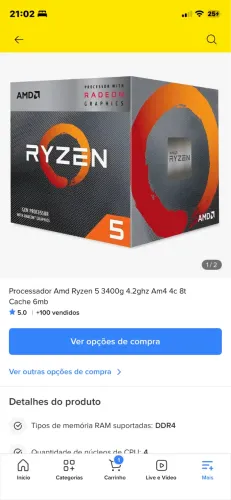 Ryzen 5 3400g na caixa com cooler box