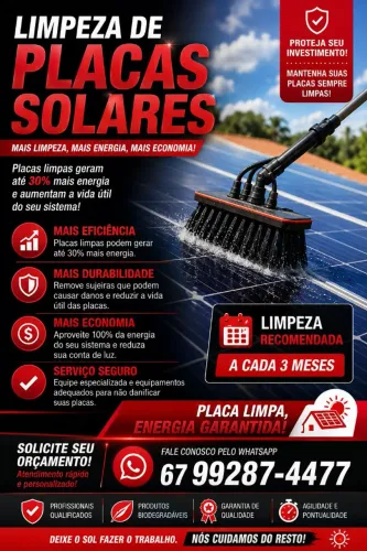 ? LIMPEZA PROFISSIONAL DE PLACAS SOLARES ?