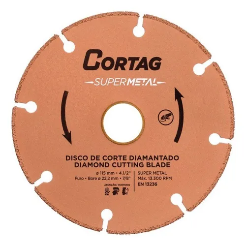 Disco de Corte Diamantado Super Metal 115 mm x 22,2 mm Cortag