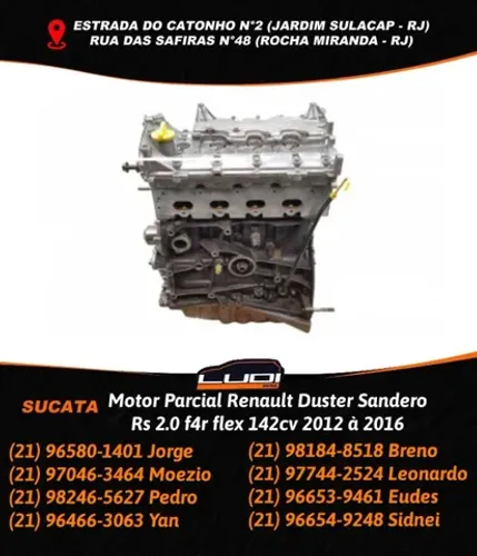 Motor Parcial Renault Duster Sandero Rs 2.0 f4r flex 142cv 2012 à 2016