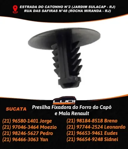 Presilha Fixadora do Forro do Capô e Mala Renault