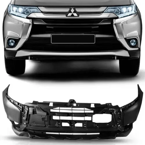 Parachoque Mitsubishi Outlander 2016 à 2018 - Furo  Farol Auxiliar - Preto Liso - FPI