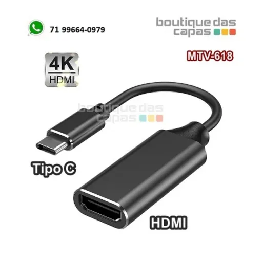 Adaptador cabo Conversor usb-c tipo C Para Hdmi 4k mtv-618 macbook notebook