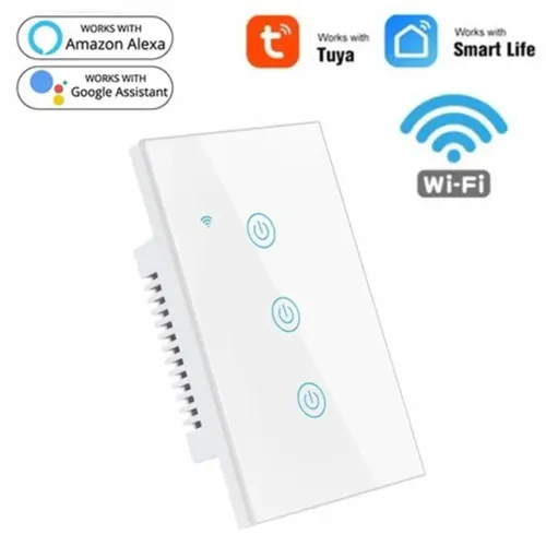 Interruptor Apagador Wifi 3 teclas Google Alexa 