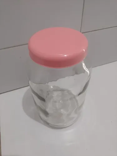 Pote de Vidro com Tampa Rosa ou branca