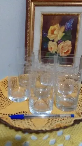 Conjunto de taças de Vidro Cristal lapidado antigo