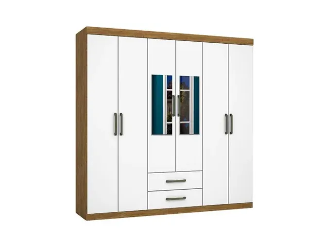 Guarda-Roupa Áries c/ espelho 6 portas e 2 gavetas l55m