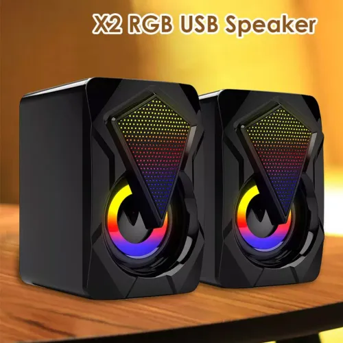 Caixa de Som alto falante para PC com LED RGB - 2.0 Canais - USB