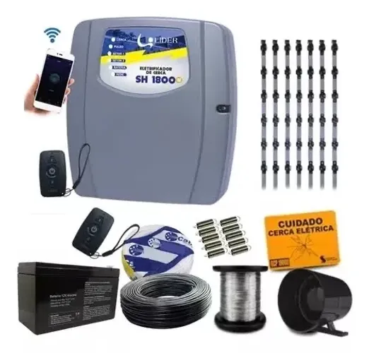 Kit de cerca elétrica  com acesso no celular 