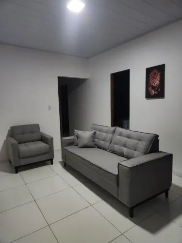 Conjunto Sofá 3 Lugares e Poltrona Cinza