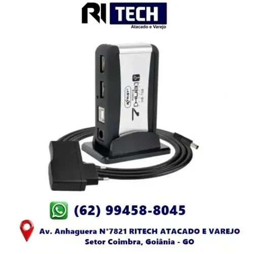 Mini Hub Usb 7 Portas Com Fonte Usb 2.0 480Mbps Hb-T68 Bivolt Windows 98SE / 2000 / XP /