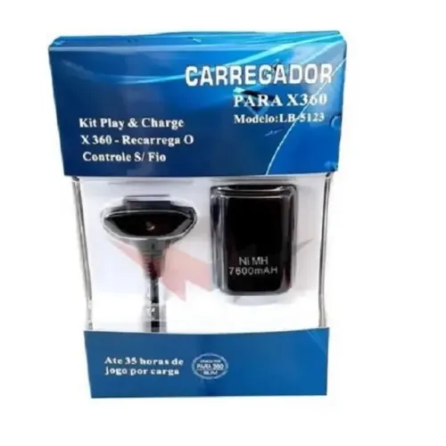 Carregador e Bateria p/ Controle Xbox-360: LB -5123 - KNUP