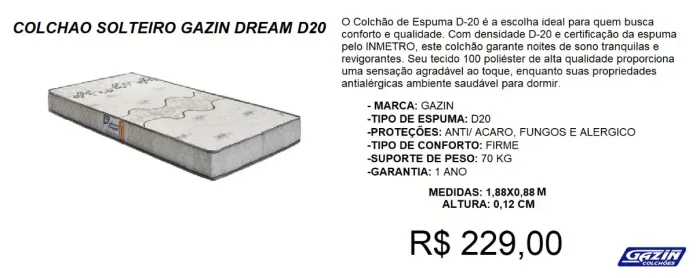 COCLHÃO DDE SOLTEIRO GAZIN A PRONTA-ENTREGA 