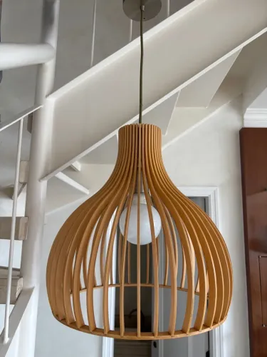 Luminária de madeira estilo moderno 0,43cm diâmetro