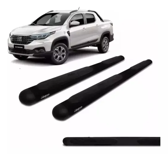 Estribo Lateral Plataforma Nova Fiat Strada 2021 2022 Preto