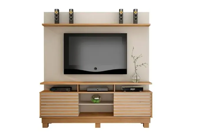 Rack Home Texas Valdemoveis Off White/ Cinamomo - Entrega Rápida!