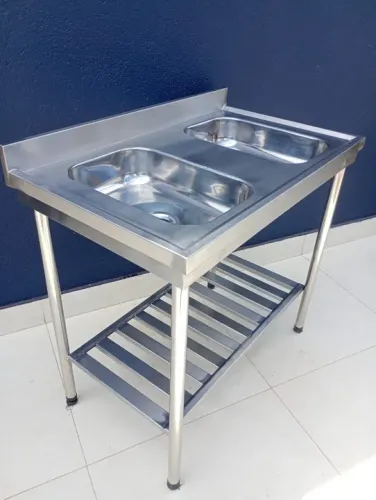 Pia cuba dupla industrial 1.0x0.60 a pronta entrega 