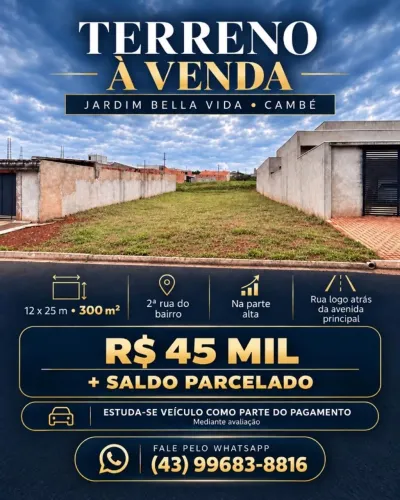 Vende-se Terreno 300M