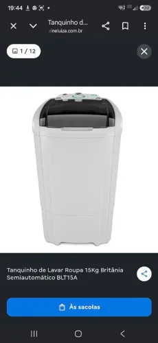 Tanquinho De Lavar Roupa 10kg Britânia Semiautomático Blr03 127v Branco