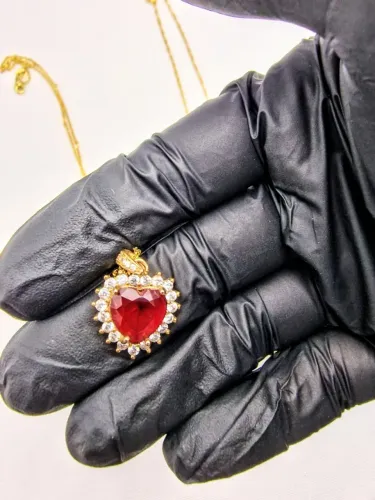 Colar Coração Strass