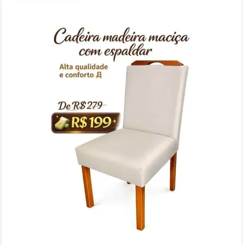 Cadeiras 100% eucalipto revestida linho pronta entrega