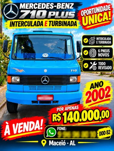 Oportunidade Mercedes 710 plus 2002 turbinada interculada freio a motor carro impecável