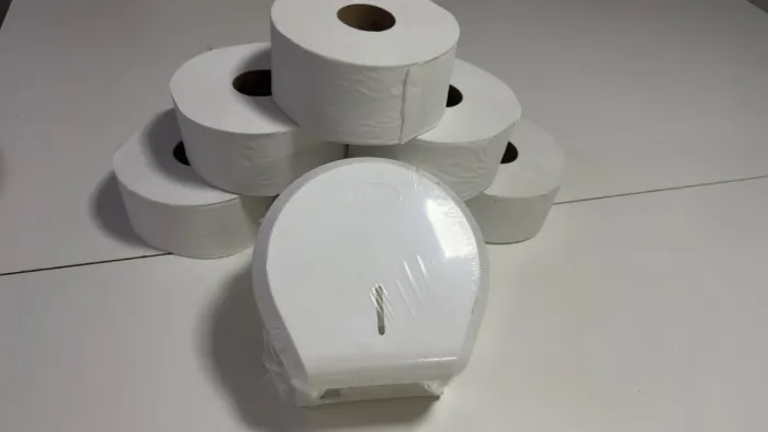 ? KIT DISPENSER DE PAPEL HIGIÊNICO + 5 ROLOS DE 250 METROS