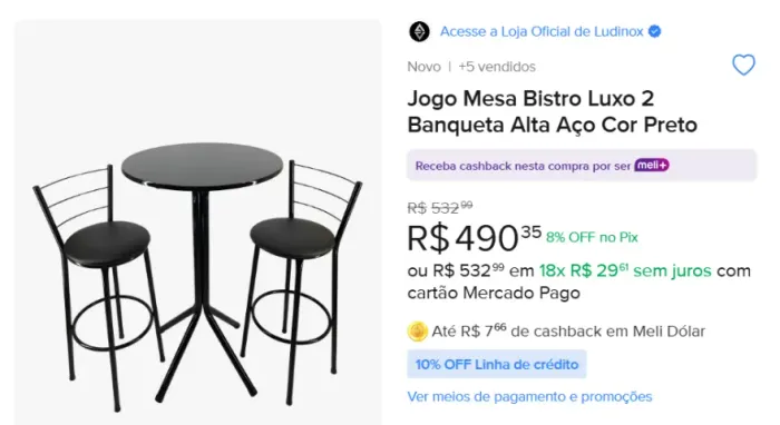 Jogo Bistrô Mesa Banqueta Moderna Redondo Bar