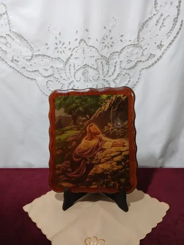 Antigo Quadro Religioso Gravura Jesus Oração Warner Sallman