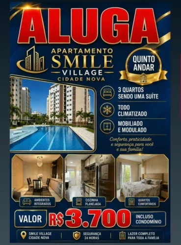 Cond. smille Cidade Nova - 03 quartos, totalmente mobiliado, andar alto com 02 vagas