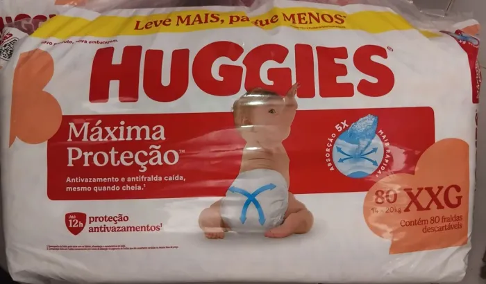 Fraldas, xg, xxg e xxxg