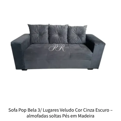 Sofá três lugares aveludado - Novo