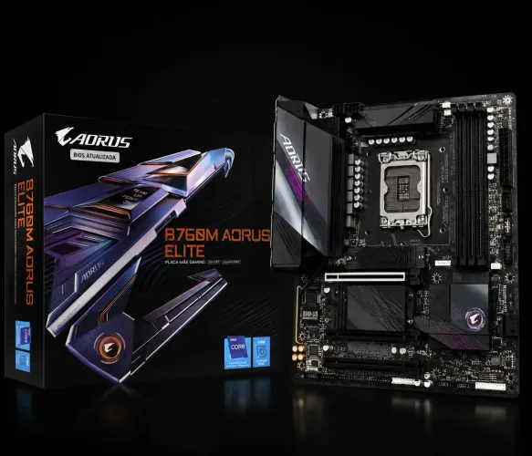 Placa-Mãe Gigabyte B760M AORUS ELITE DDR5 (LGA 1700 / BIOS Atualizada / Na Caixa)