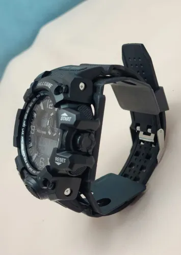 Relogio masculino pulseira de silicone preto com alarme calendário e luz BCRM07