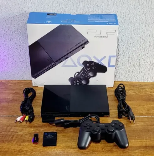 Playstation 2 Slim Completo na Caixa + Jogos via Pen Drive, Leitor Off