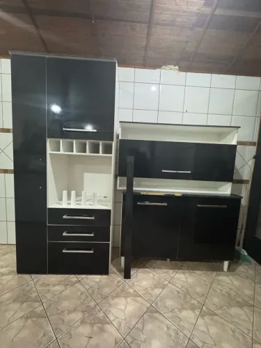 Armário de Cozinha Completo com Balcão e Armário Aéreo - 3 Peças