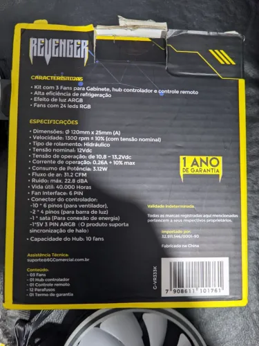 Kit Fan ARGB Para Gabinete novo na caixa