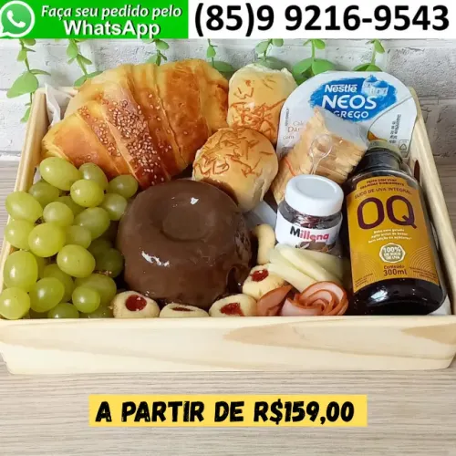 Cesta de Café da Manhã Premium Super Luxo Itens Sofisticados