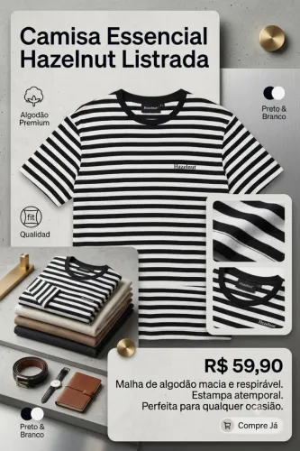Camisa essencial Hazelnut listrada semi nova