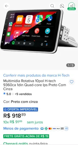 Multimídia carplay 10"