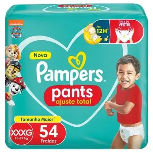 Fralda Pampers Pants Ajuste Total Tamanho XXXG 54 Unidades - Validade 2028