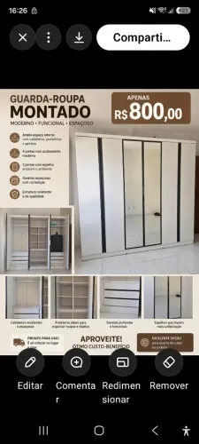 Vendo guarda - roupa usando, casal com espelhos.