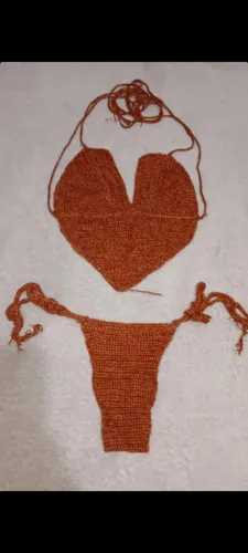 Biquíni coração terracota em crochê tamanho P 320 exclusivo!