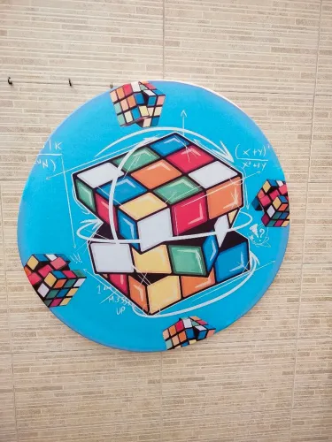 Painel festa cubo mágico de 100cm de diâmetro 
