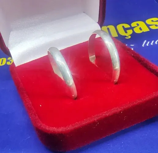 Par Alianças 3mm Prata 950 Maciça Tradicional v