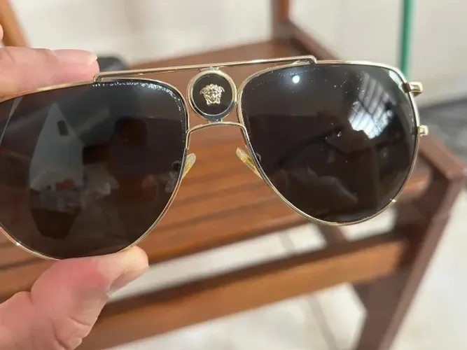 Óculos versace ve2225 aviador dourado medusa (com estojo)