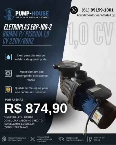 BOMBA P/ PISCINA 1CV EBP-100 ELETROPLAS